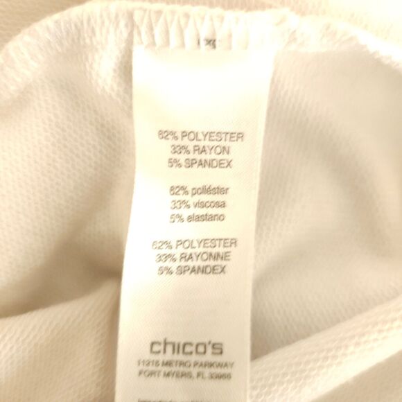 Chico's 2 Womens 12 White Hardware Detail Keyhole 3/4 Sleeve Tunic Top - Picture 4 of 7